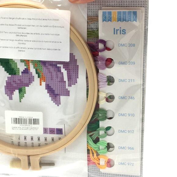 KRAFTEX Floral Stamped Cross Stitch Kits for Beginners 3 Pack NEW - Picture 4 of 4